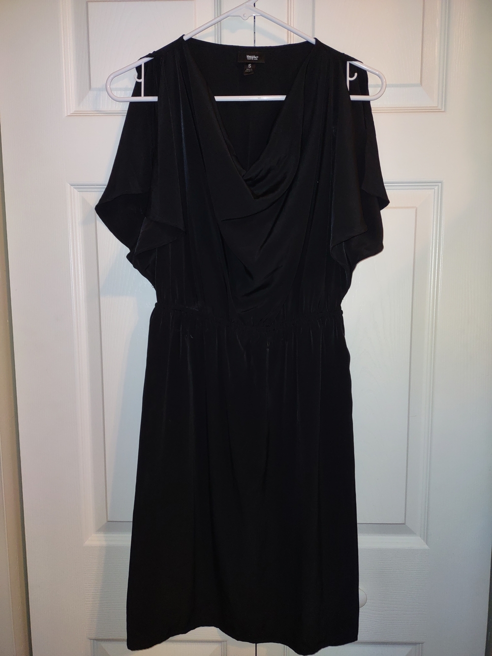 Massimo Black Draped V-Neck Midi Dress